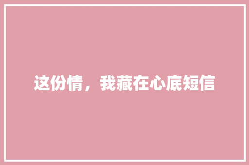 这份情，我藏在心底短信