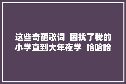 这些奇葩歌词  困扰了我的小学直到大年夜学  哈哈哈哈哈 休闲娱乐