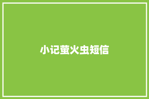 小记萤火虫短信