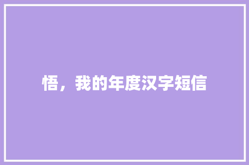 悟，我的年度汉字短信