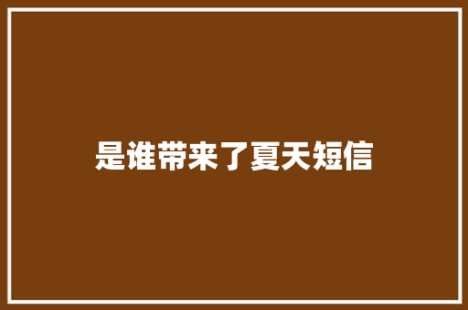 是谁带来了夏天短信