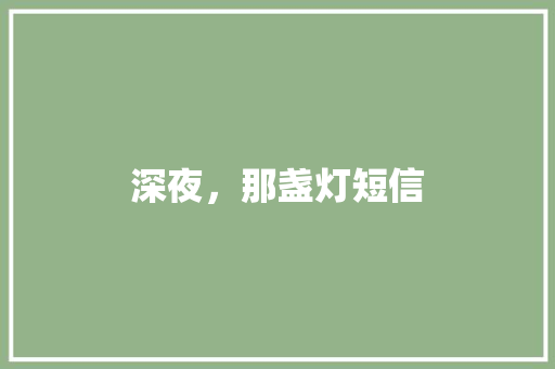 深夜，那盏灯短信