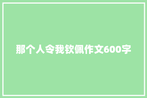 那个人令我钦佩作文600字
