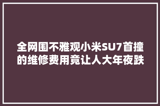 全网围不雅观小米SU7首撞的维修费用竟让人大年夜跌眼镜评论区炸了