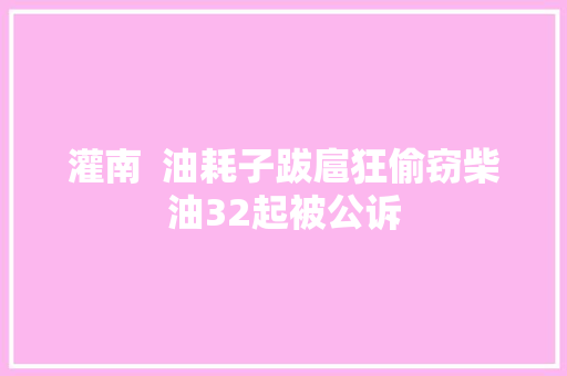 灌南  油耗子跋扈狂偷窃柴油32起被公诉