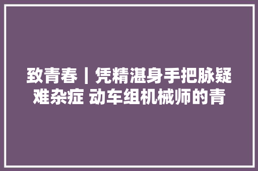 致青春｜凭精湛身手把脉疑难杂症 动车组机械师的青春赞歌