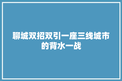 聊城双招双引一座三线城市的背水一战