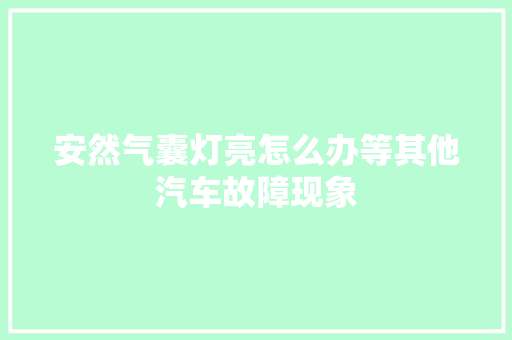 安然气囊灯亮怎么办等其他汽车故障现象