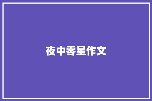 夜中零星作文