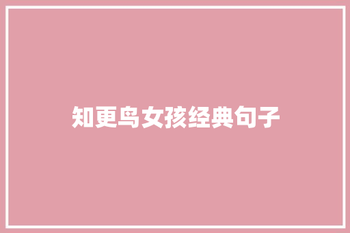 知更鸟女孩经典句子 知识百科
