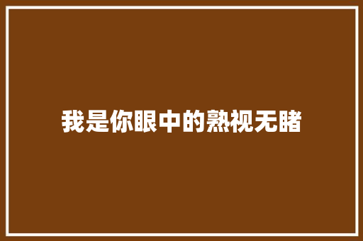 我是你眼中的熟视无睹