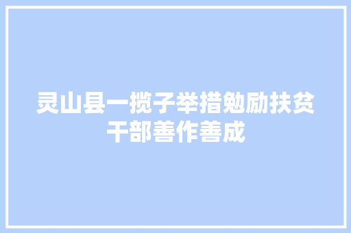 灵山县一揽子举措勉励扶贫干部善作善成
