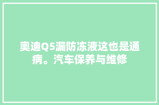 奥迪Q5漏防冻液这也是通病。汽车保养与维修