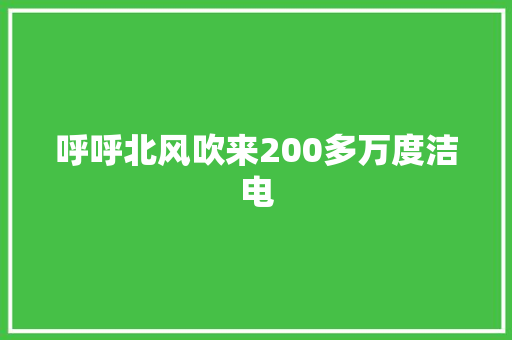 呼呼北风吹来200多万度洁电