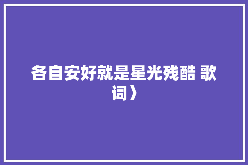 各自安好就是星光残酷 歌词〉 休闲娱乐