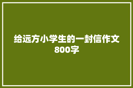 给远方小学生的一封信作文800字