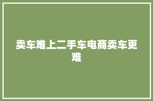 卖车难上二手车电商卖车更难