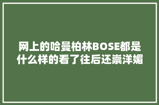 网上的哈曼柏林BOSE都是什么样的看了往后还崇洋媚外么