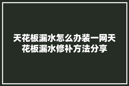 天花板漏水怎么办装一网天花板漏水修补方法分享