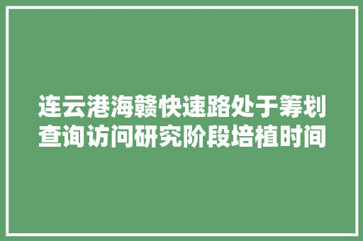 连云港海赣快速路处于筹划查询访问研究阶段培植时间暂不愿定