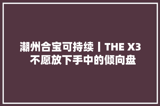 潮州合宝可持续丨THE X3  不愿放下手中的倾向盘