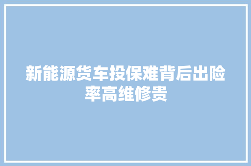 新能源货车投保难背后出险率高维修贵 汽车知识
