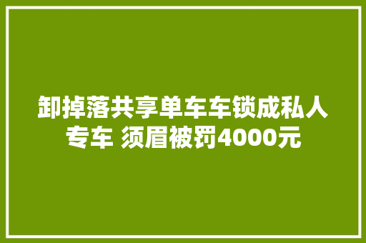 卸掉落共享单车车锁成私人专车 须眉被罚4000元 汽车知识