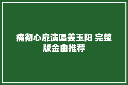 痛彻心扉演唱姜玉阳 完整版金曲推荐