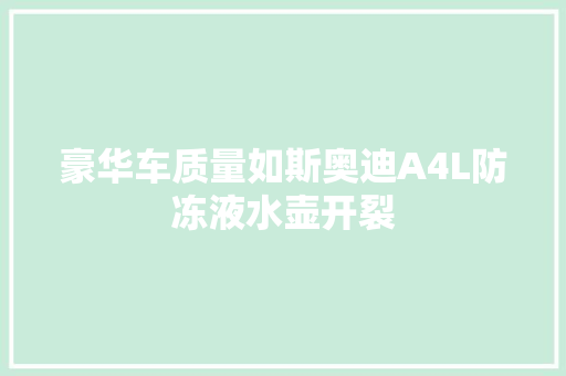 豪华车质量如斯奥迪A4L防冻液水壶开裂