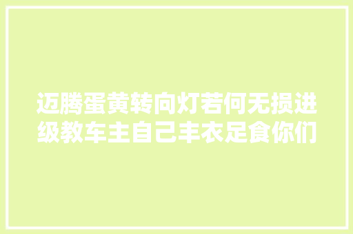 迈腾蛋黄转向灯若何无损进级教车主自己丰衣足食你们却