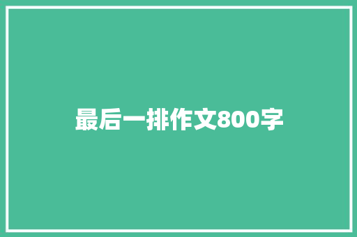 最后一排作文800字