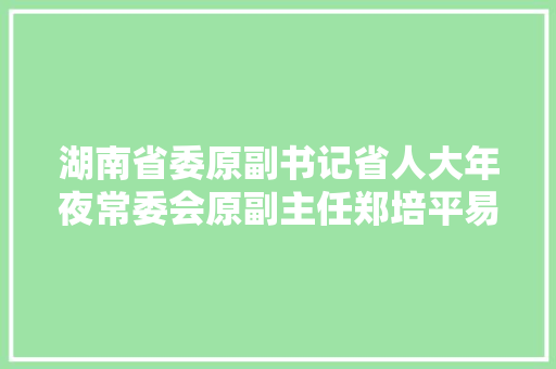 湖南省委原副书记省人大年夜常委会原副主任郑培平易近以平易近为先的为平易近书记