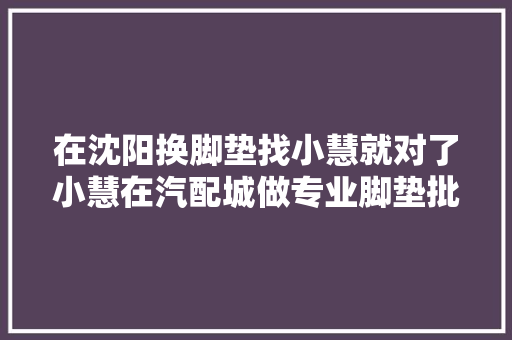 在沈阳换脚垫找小慧就对了小慧在汽配城做专业脚垫批