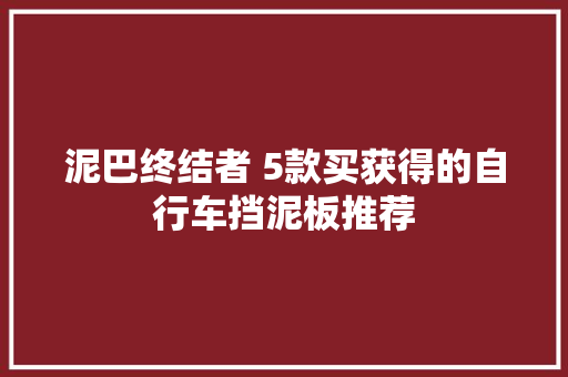 泥巴终结者 5款买获得的自行车挡泥板推荐