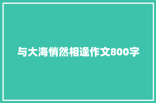 与大海悄然相逢作文800字