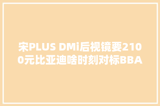 宋PLUS DMi后视镜要2100元比亚迪啥时刻对标BBA了