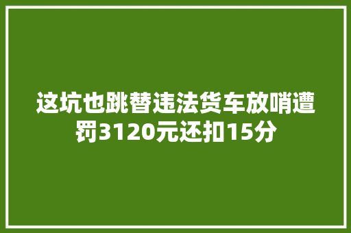这坑也跳替违法货车放哨遭罚3120元还扣15分