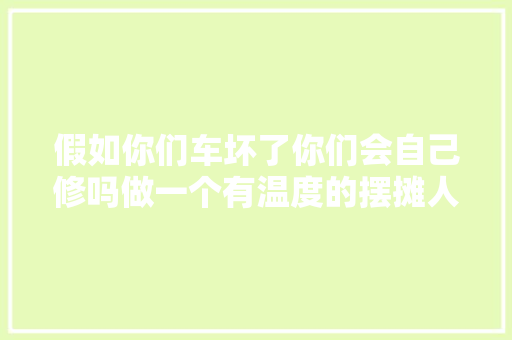 假如你们车坏了你们会自己修吗做一个有温度的摆摊人 汽车知识
