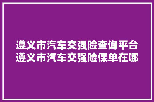 遵义市汽车交强险查询平台遵义市汽车交强险保单在哪里查询