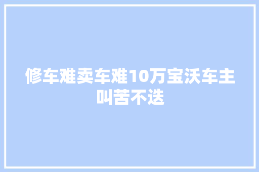 修车难卖车难10万宝沃车主叫苦不迭