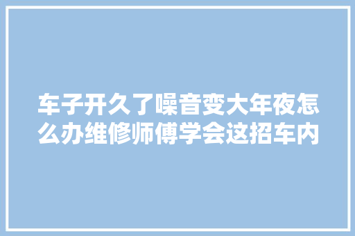 车子开久了噪音变大年夜怎么办维修师傅学会这招车内鸦雀无声