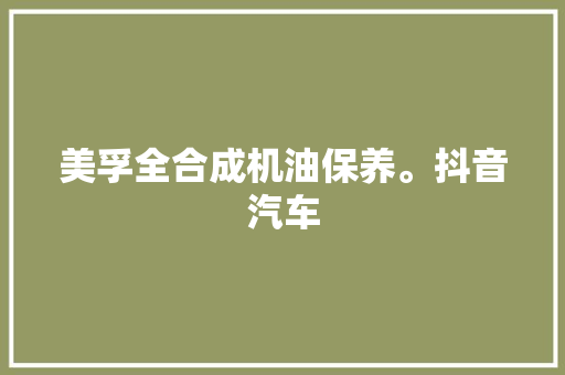 美孚全合成机油保养。抖音汽车