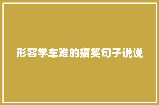 形容学车难的搞笑句子说说