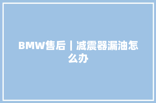 BMW售后｜减震器漏油怎么办
