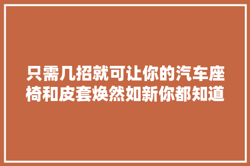 只需几招就可让你的汽车座椅和皮套焕然如新你都知道吗