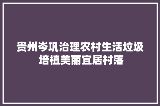 贵州岑巩治理农村生活垃圾 培植美丽宜居村落
