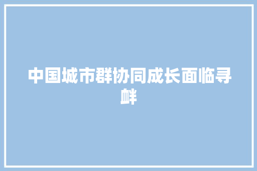 中国城市群协同成长面临寻衅