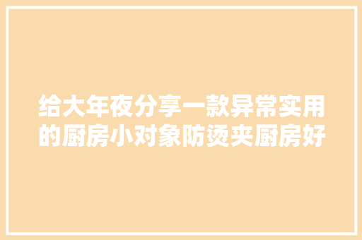 给大年夜分享一款异常实用的厨房小对象防烫夹厨房好物