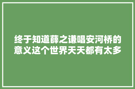 终于知道薛之谦唱安河桥的意义这个世界天天都有太多遗憾