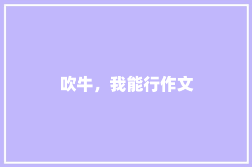 吹牛，我能行作文
